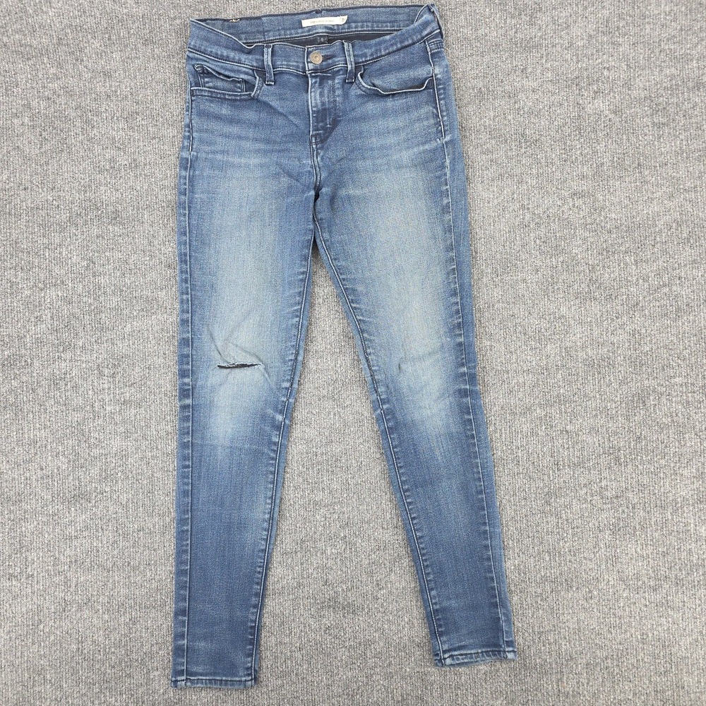 Levis 710 Super Skinny Jeans Womens 26 Blue Medium Wash Distressed Stretch L30